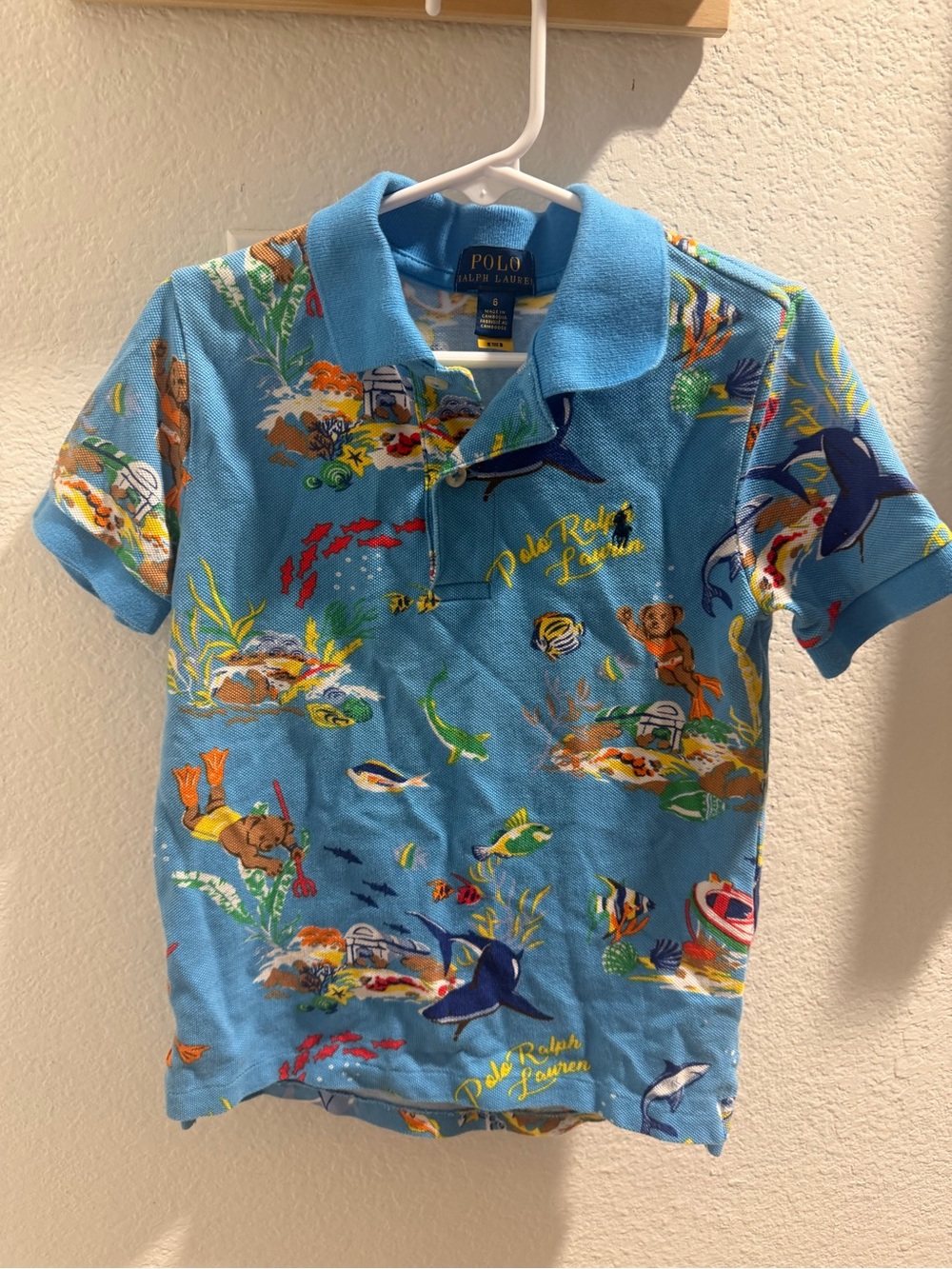 Polo by Ralph Lauren Blue Ocean Print Polo Shirt for Kids